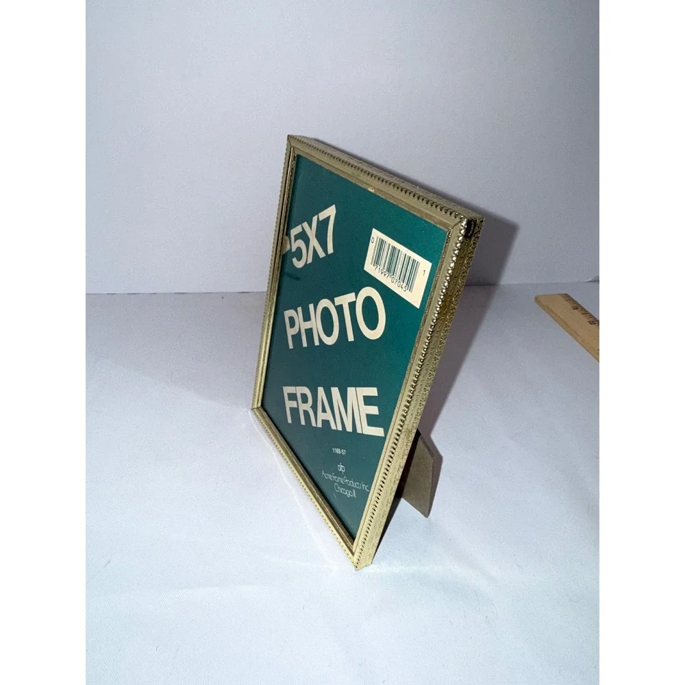 Acme Frame Products 5x7 Gold Tone Beaded Metal Photo Frame Vintage 1169-57